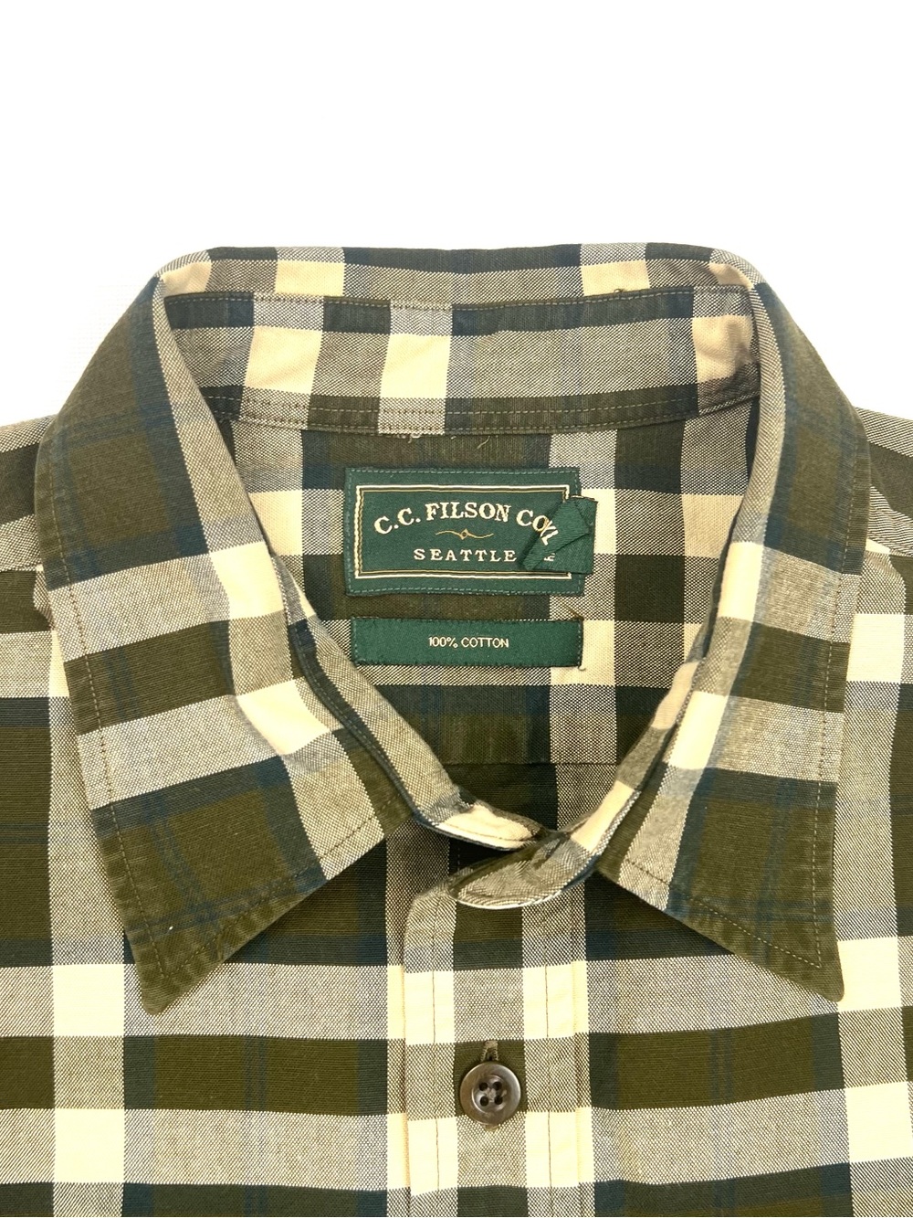 CC Filson Mens Long Sleeve Button Up Shirt Check Brown White Size XL Cotton - Picture 5 of 12